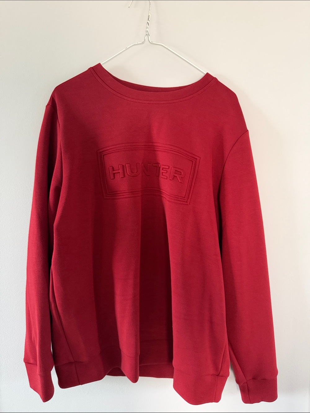 Hunter Red Embossed Logo Crewneck Sweater
